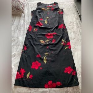 Studio I Dark Floral Midi Sheath Dress 14W Whimsigoth Wedding Guest Romantic